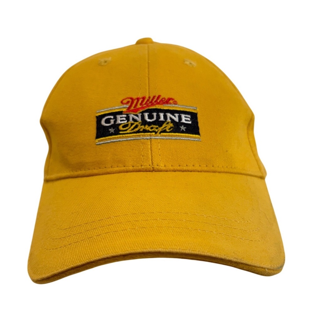 Miller Genuine Draft MGD Beer Hat Yellow Embroidered Logo Adjustable Dad Cap‎